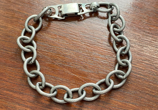 Silver Tone Large Textured Chain Link Bracelet