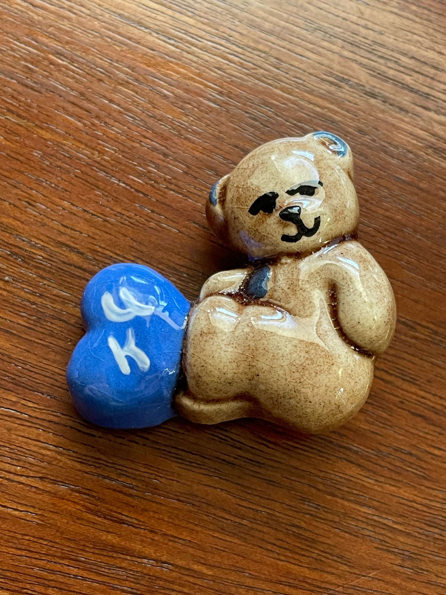 Hand Painted U.K. Ceramic Teddy Bear Brooch Lapel Pin