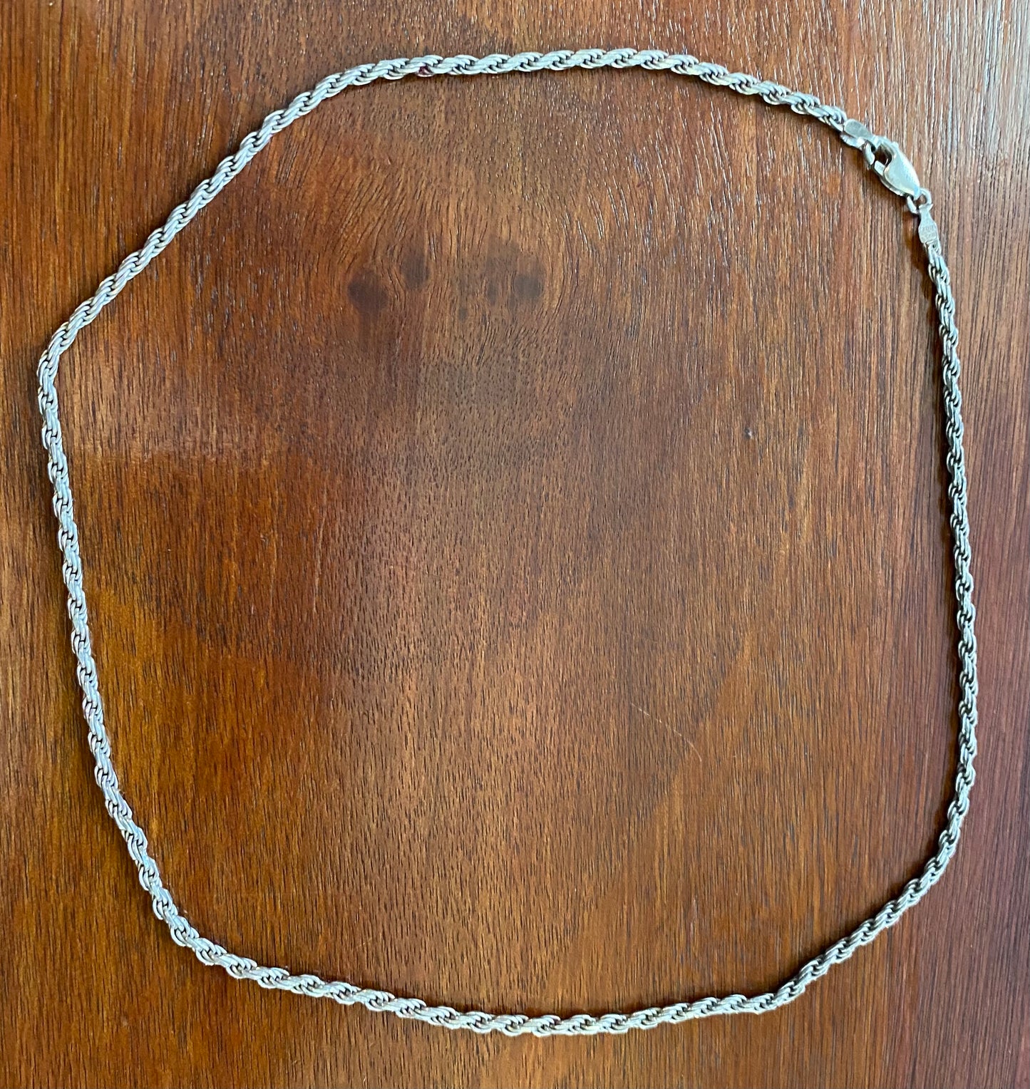 Sterling Silver 925 Twist Chain Link Necklace 18" Long x 2.5mm Wide