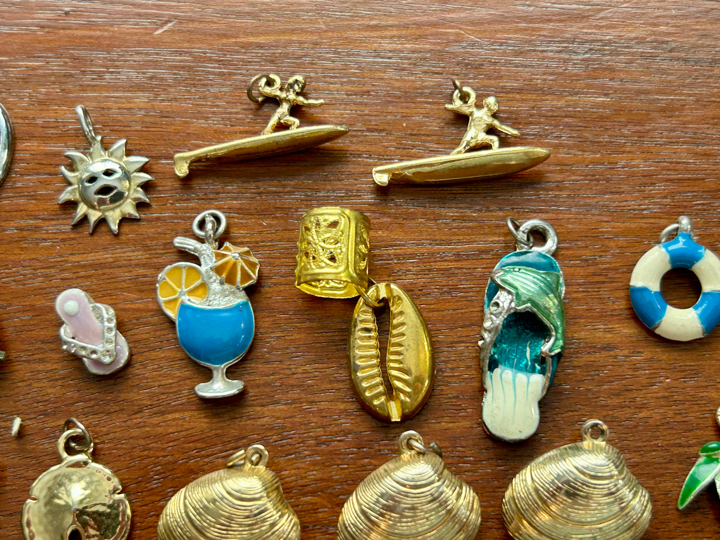 Vintage to Now Ocean Summer Beach Theme Charms Pendants Sailboat Surfing Sandals