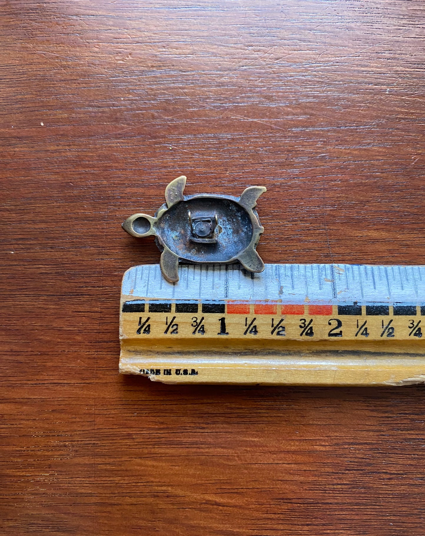 Vintage Brass Turtle Button Lapel Pin