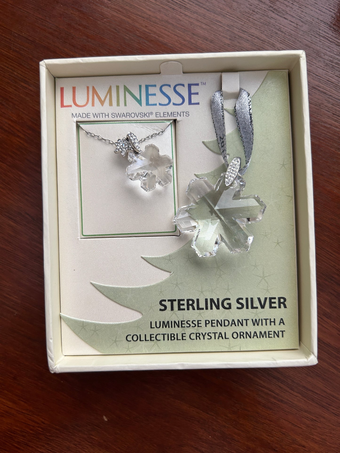 Luminesse Swarovski Sterling Silver 925 Pendant Necklace & Crystal Ornament Box