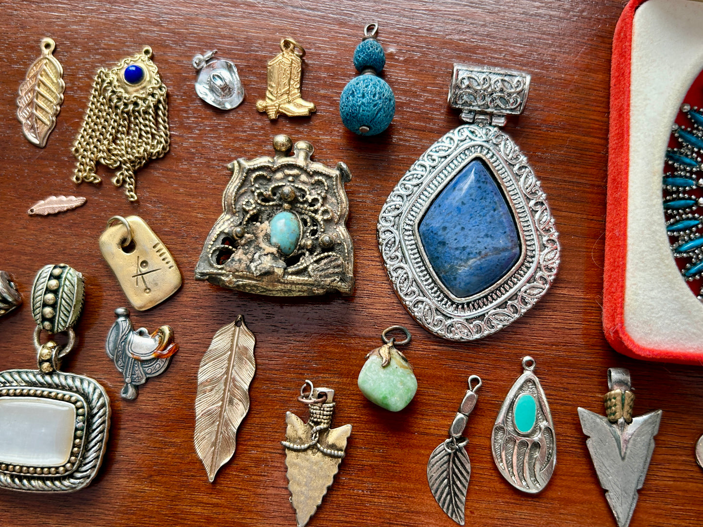 Vintage to Now Southwest Boho Pendant Charm Lot Over 25 Turquoise Silver Tone