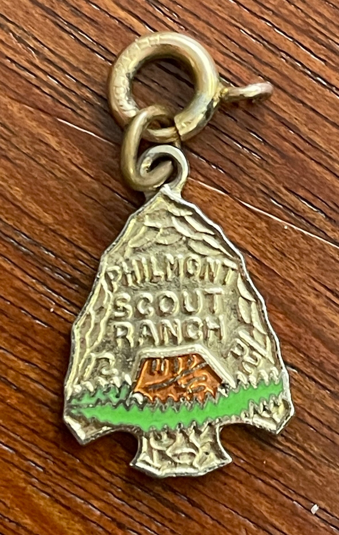 Vintage Philmont Ranch Boy Scout Small Pendant Charm 12k GF Spring Clasp