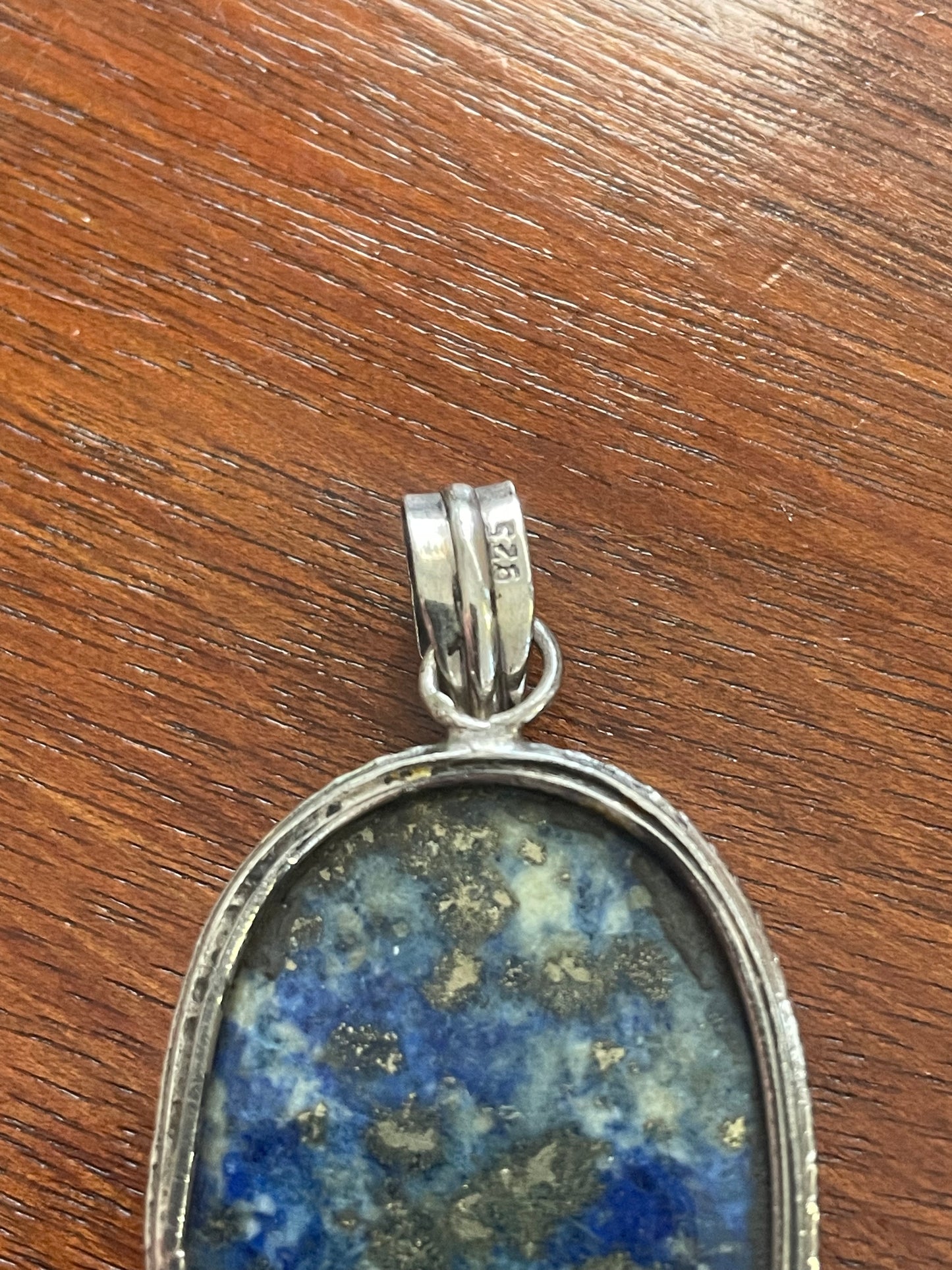 Sterling Silver 925 Large Blue Lapis Oval Necklace Pendant