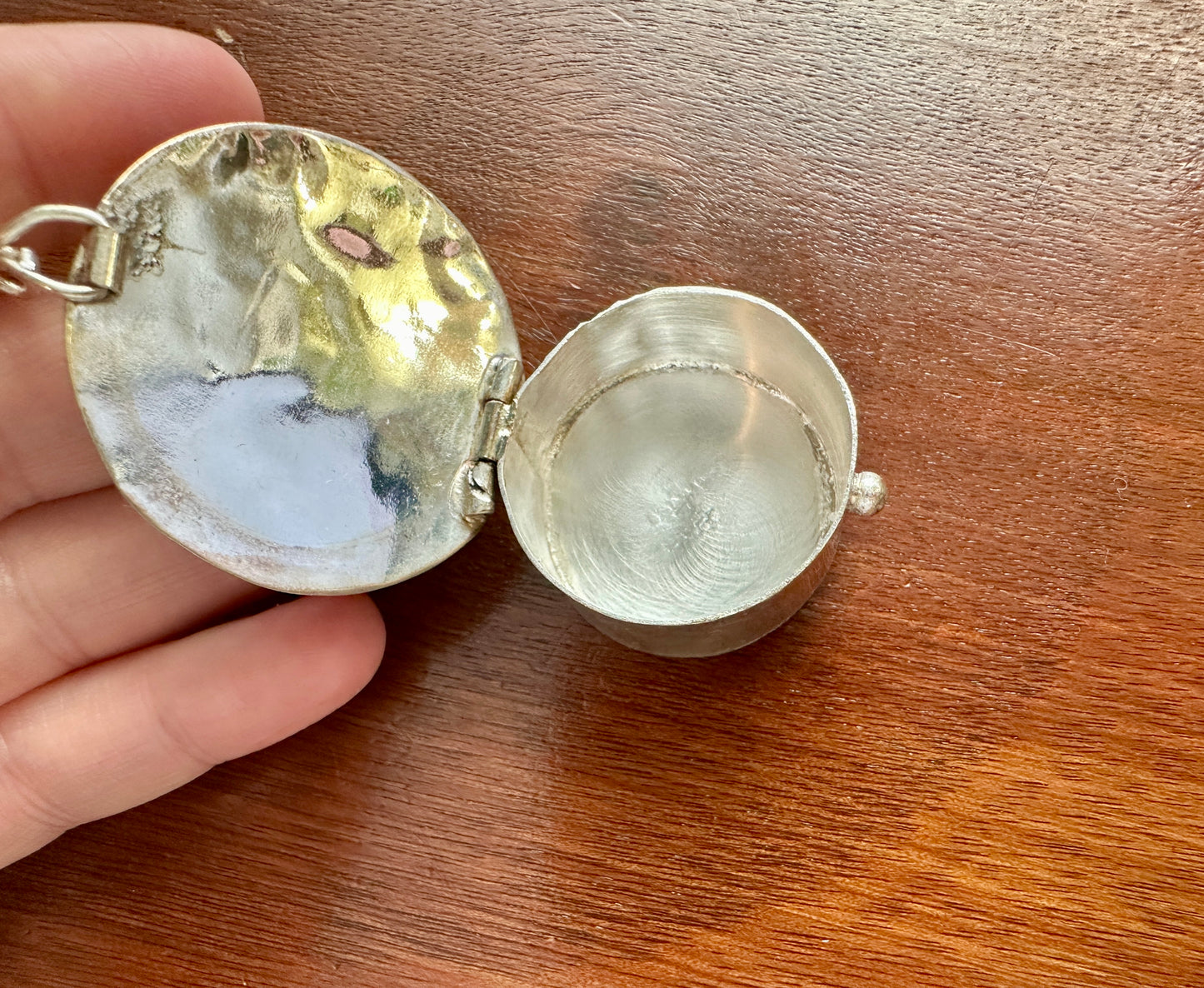 Vintage Alpaca Silver Mayan Aztec Pill Jewelry Trinket Box Hinged