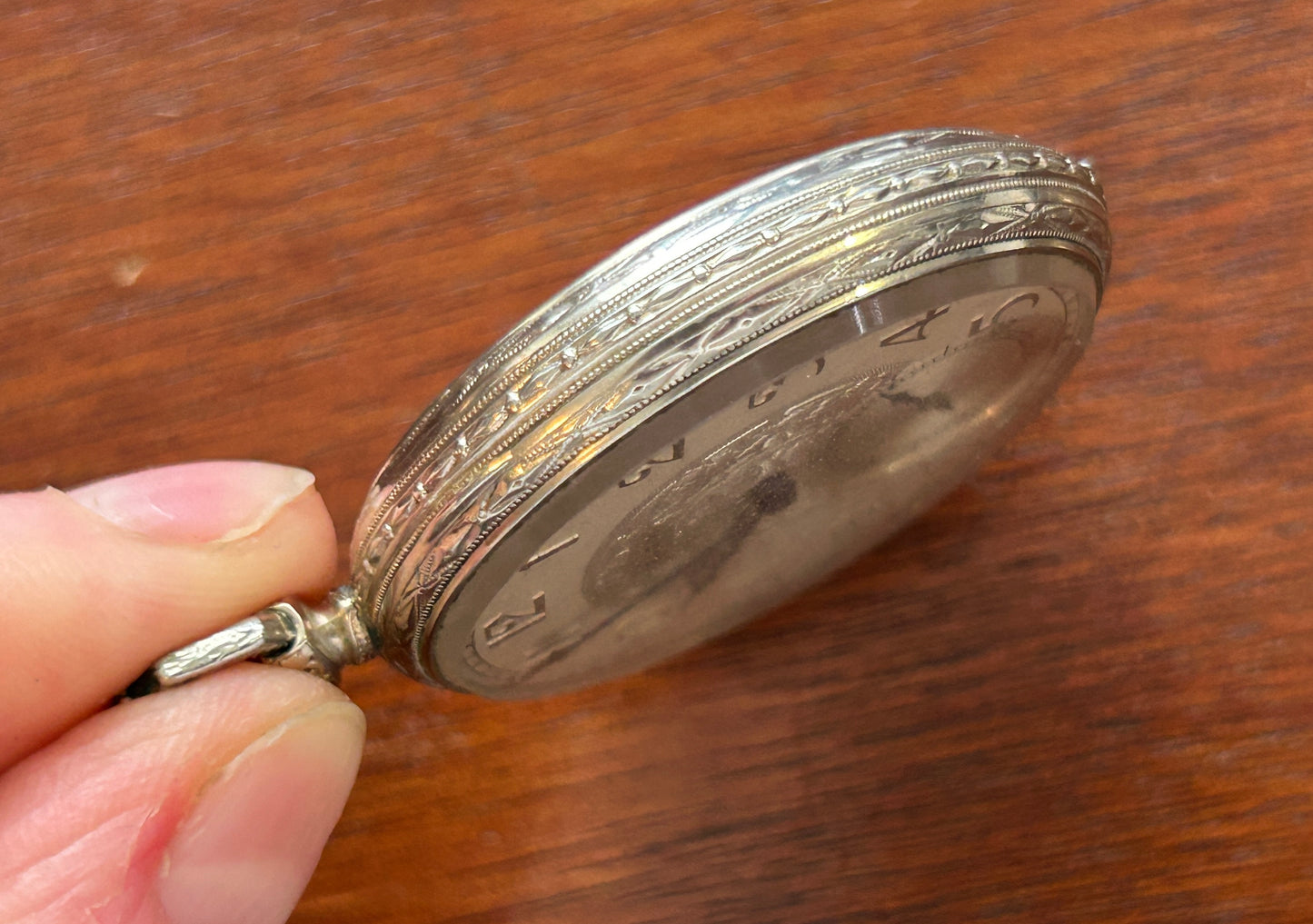 14k White Gold Filled Elgin Pocket Watch Damaged