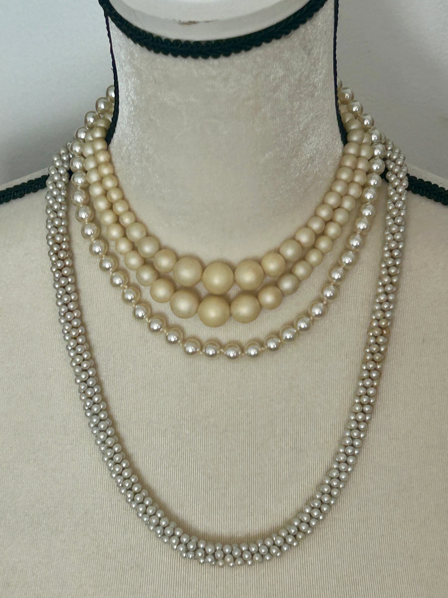 Vintage to Now Faux Pearl Necklace Lot Single Multistrand Opera Length