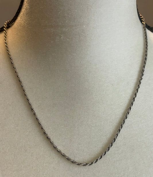 Vintage Sterling Silver 925 Rope Chain Necklace 20" Long