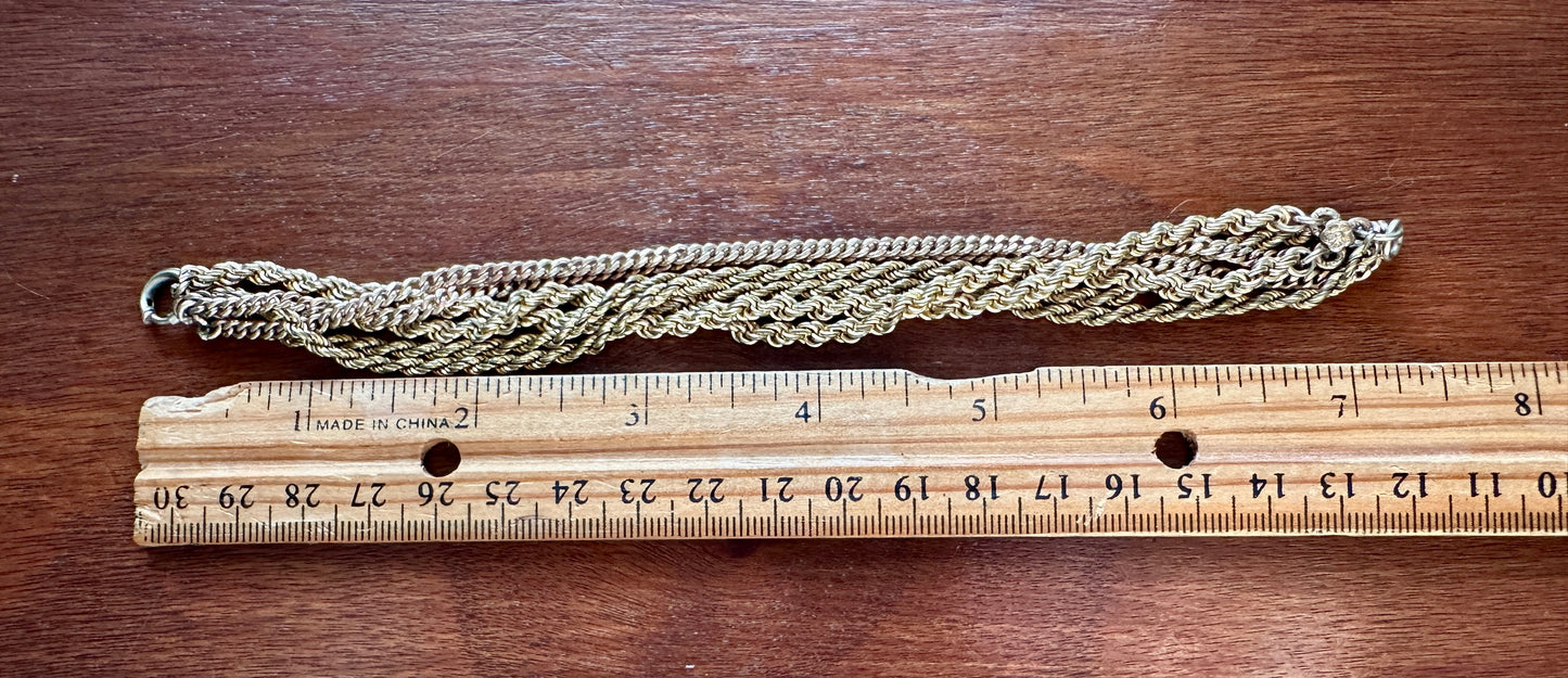 Vintage Antique Gold Tone Multistrand Chain Link Bracelet
