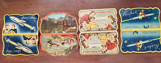 Vintage Lot 4 Sewing Advertising Needle Cases Gold Eye Sewing Circle Rustproof