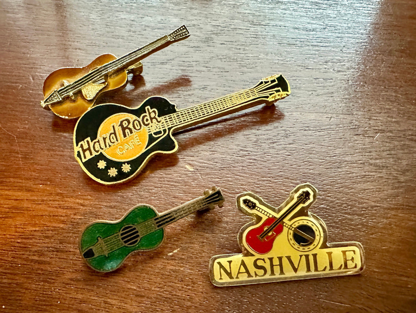 Vintage Enamel Guitar Music Brooch Pin Nashville Hard Rock Instrument