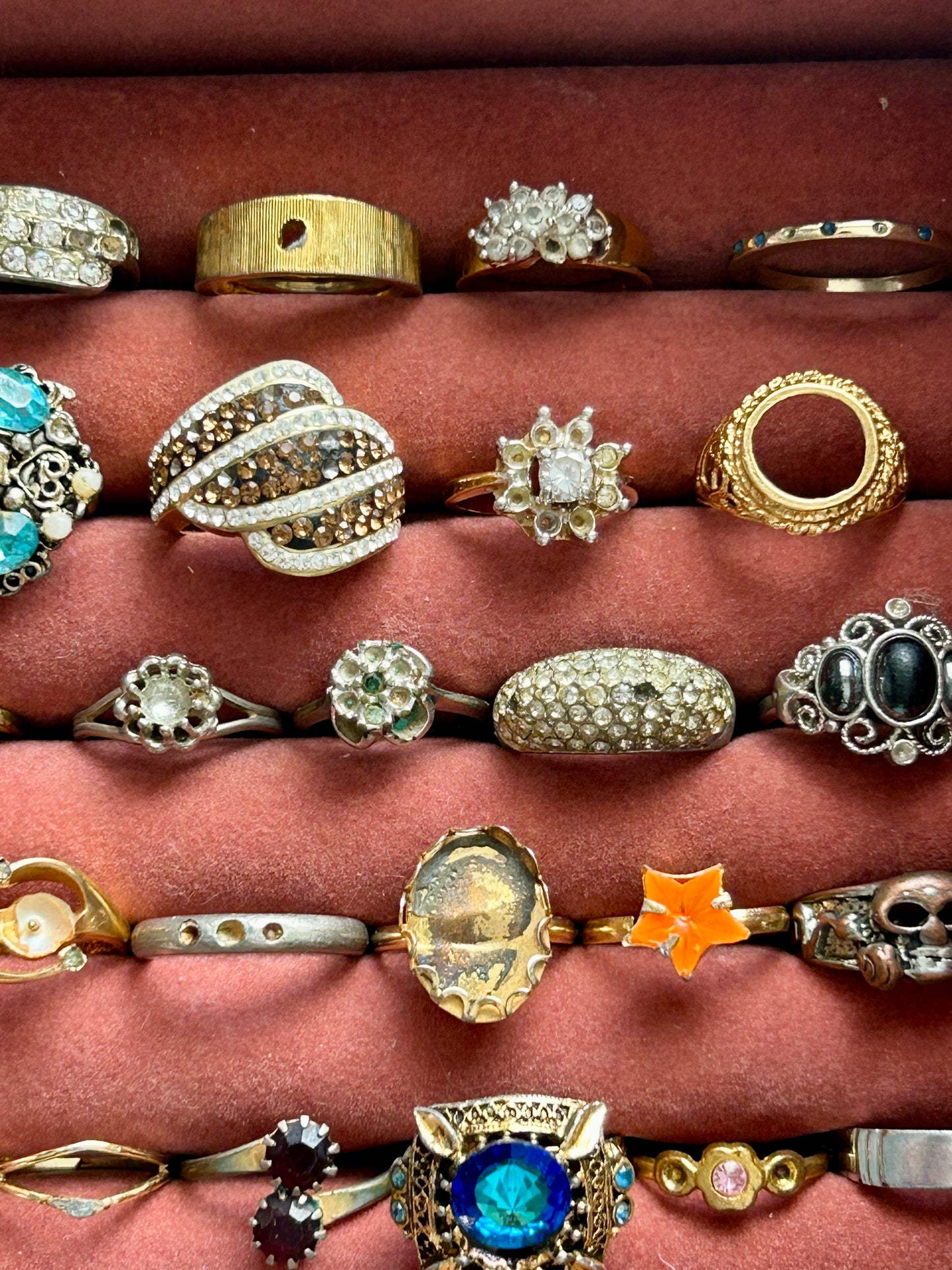 Vintage Lot Costume Fashion Cocktail Rings DAMAGED Harvest Rhinestone Craft