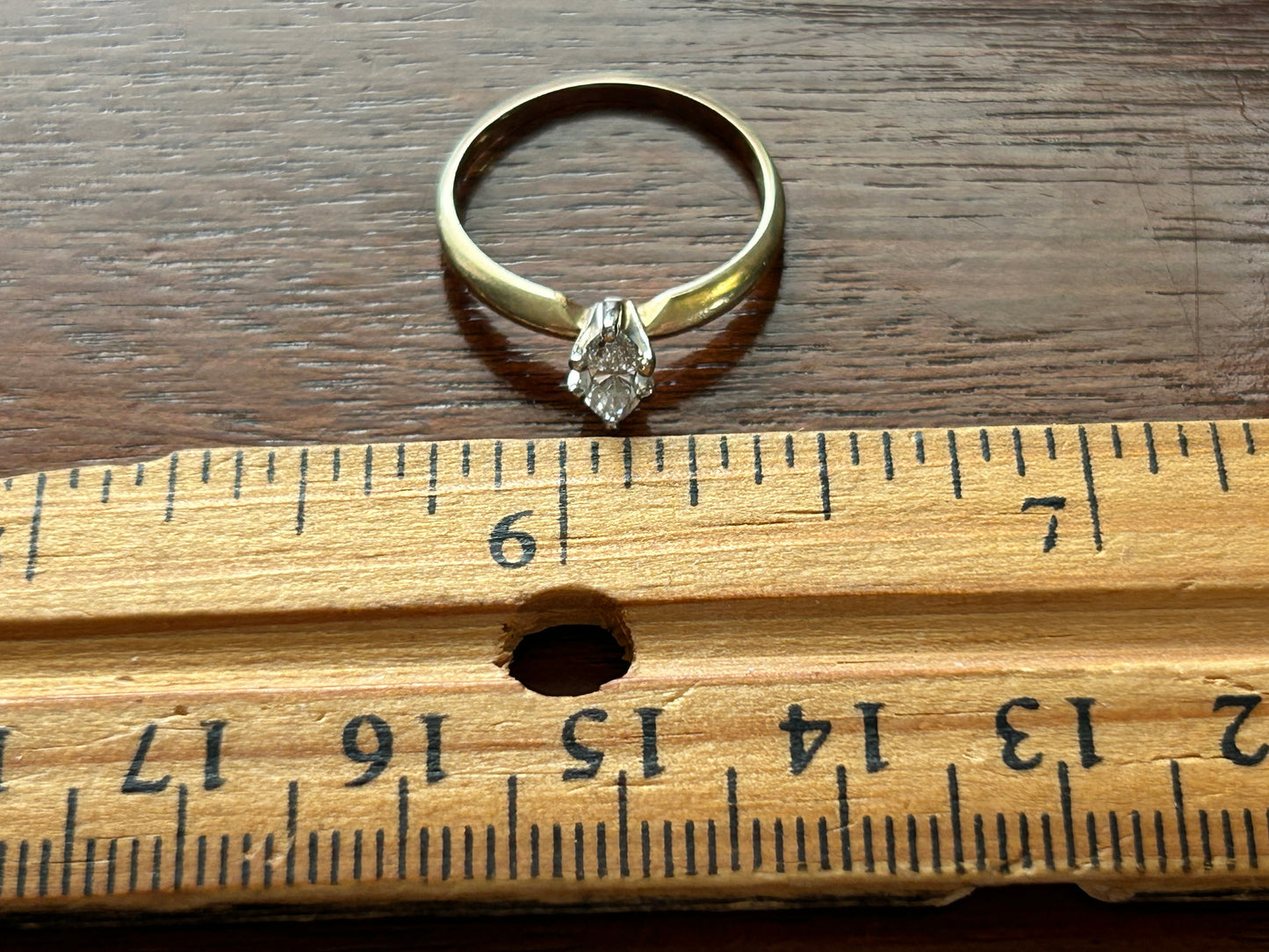 14k Yellow Gold 25ctw Marquise Diamond Engagement Ring Sz 5.75