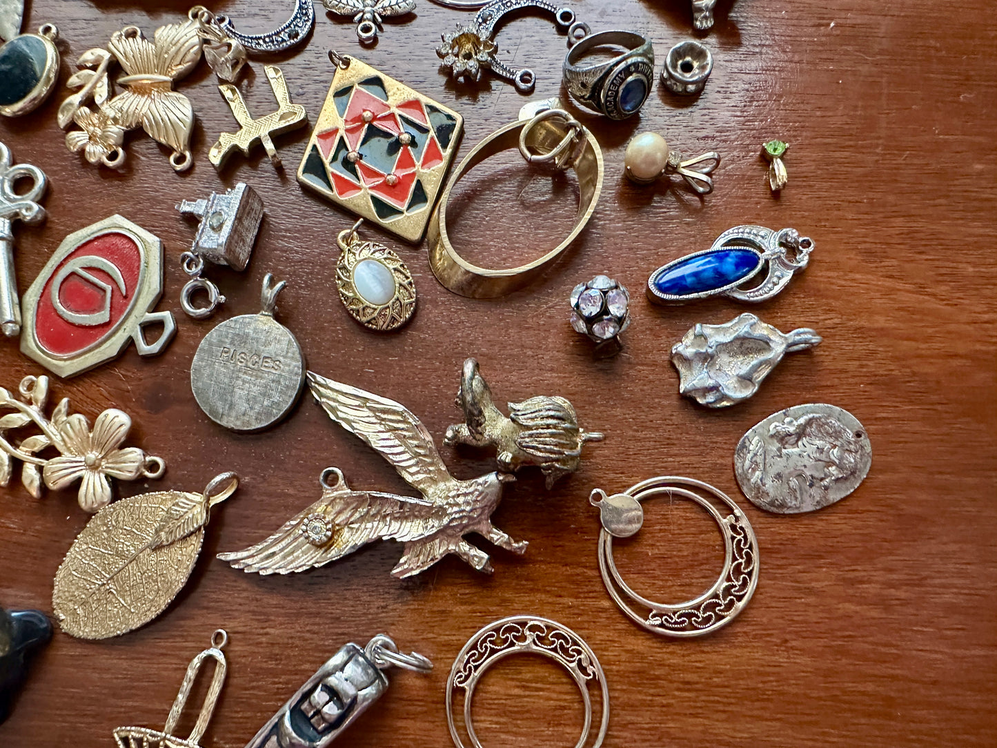 Vintage Pendant Charm Lot Heraldry Key Turtle Enamel Gold Silver Cloissone More