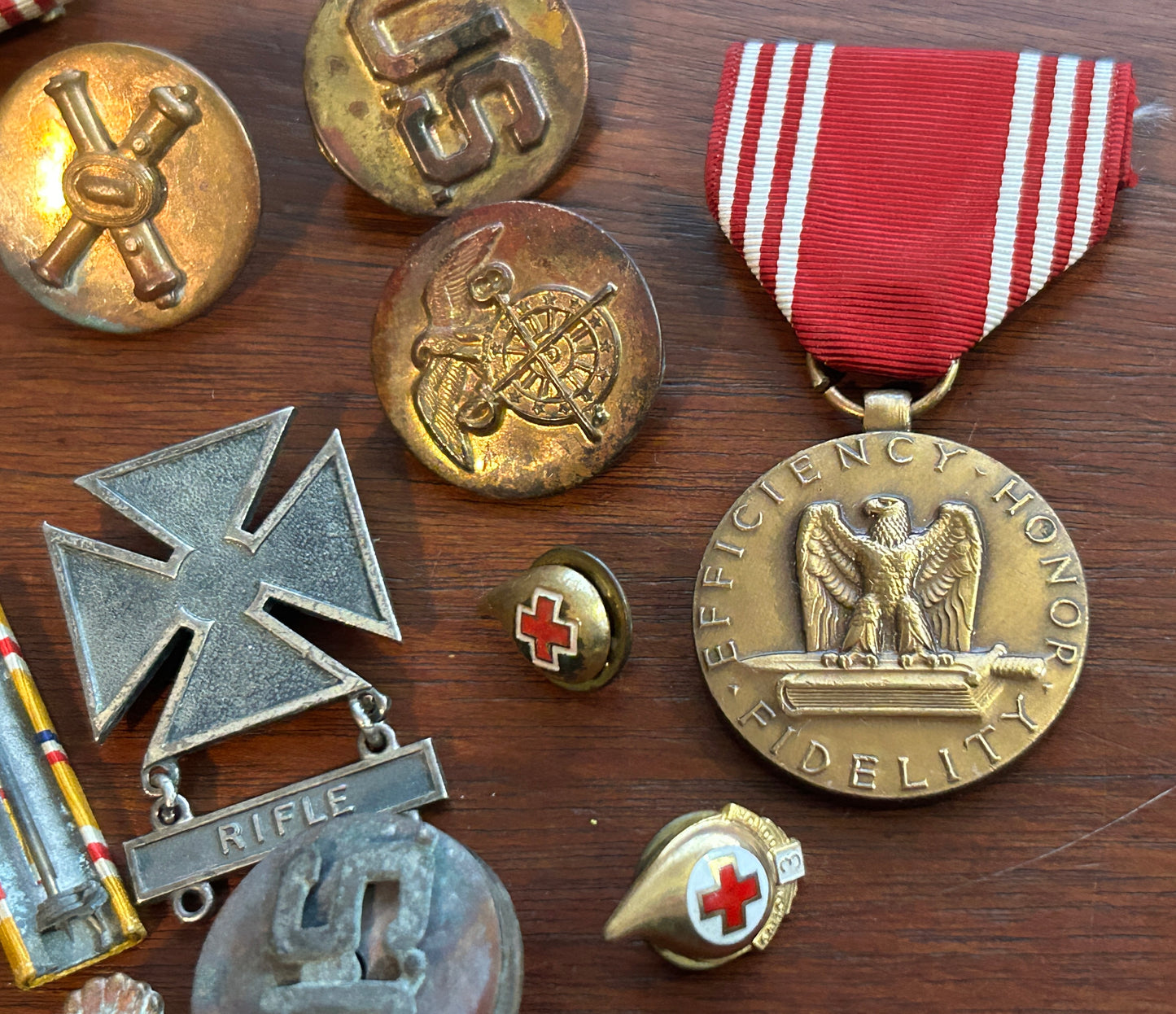 Mixed Lot of Vintage Military Badges Ribbons Buttons