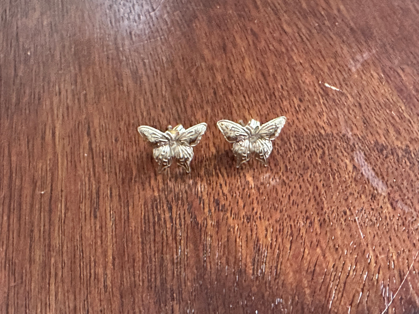 14k Yellow Gold Butterfly Stud Pierced Earrings