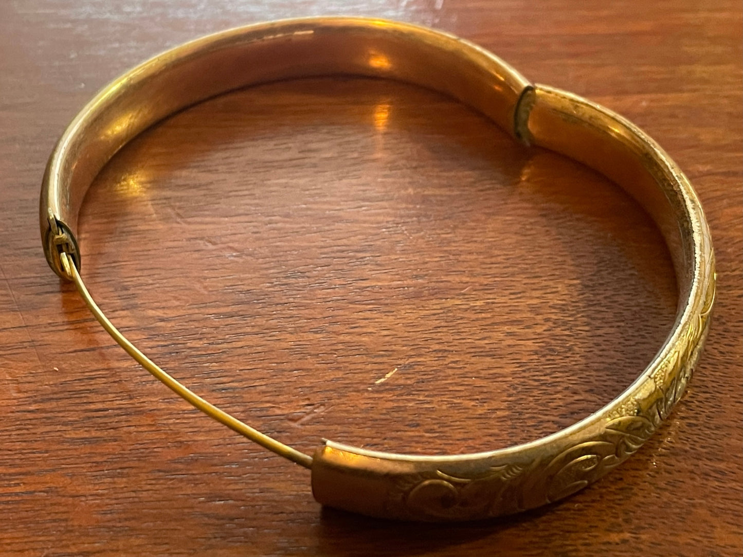 Vintage Gold Filled Etched Bangle Bracelet