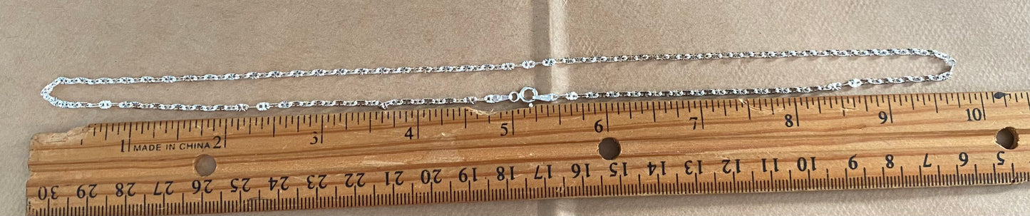 Sterling Silver 925 Faceted Anchor Chain Fancy Link Necklace 20" Long.