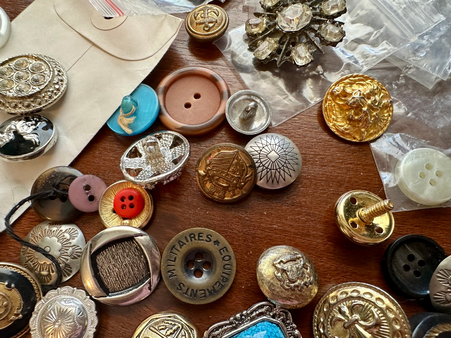 Vintage Button Lot Lion Nursing Miltary Gold Cabochon Enamel Earrings Covers