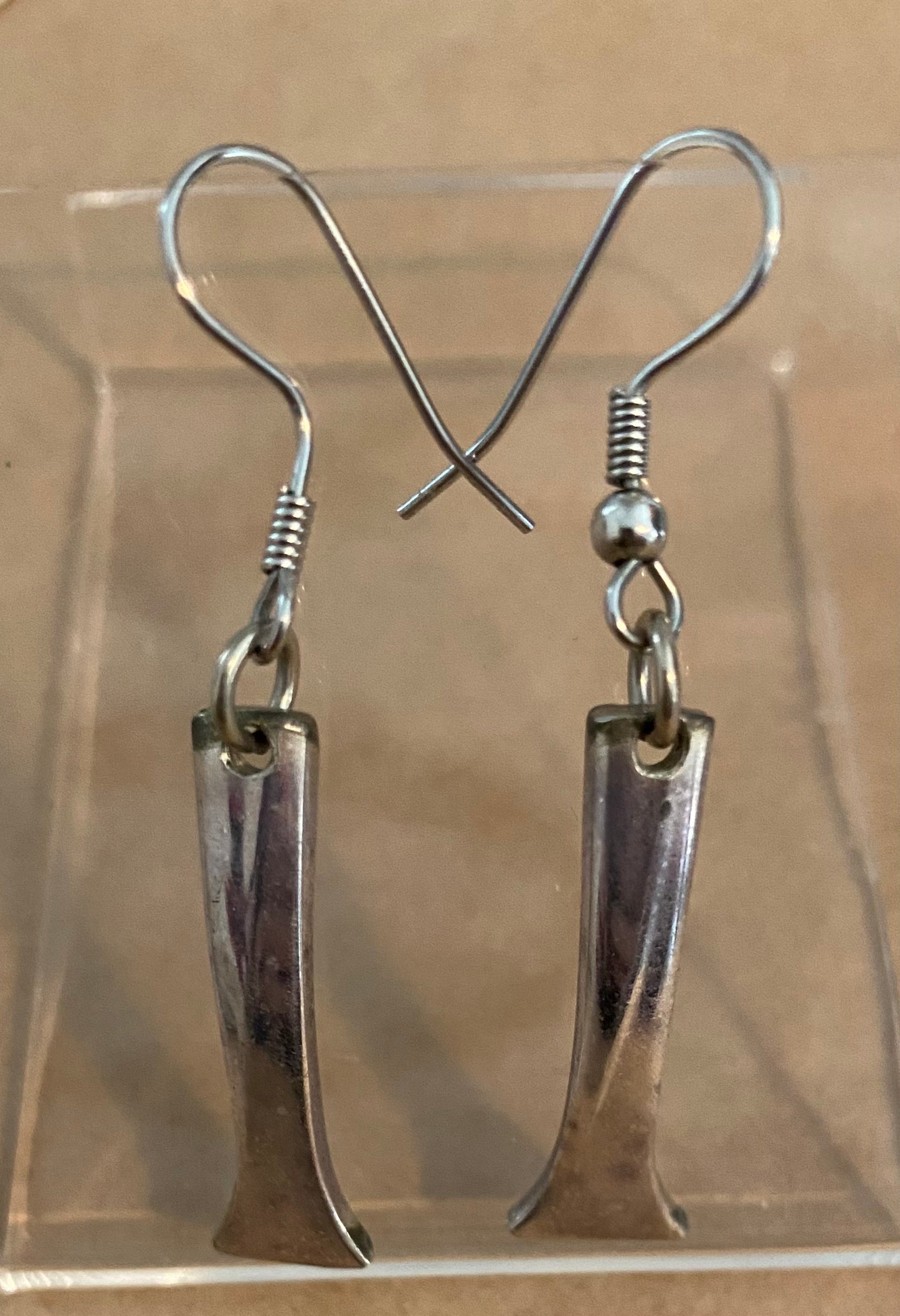 Silver Tone Drop Dangly French Wire Earrings