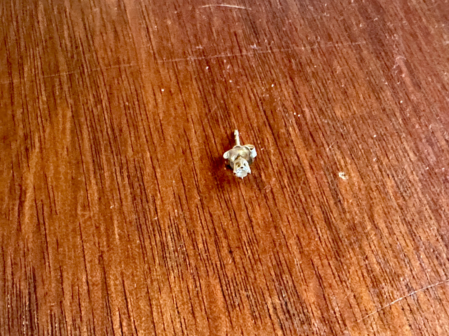 14k Yellow Gold Tiny Diamond SINGLE Pierced Stud Earring