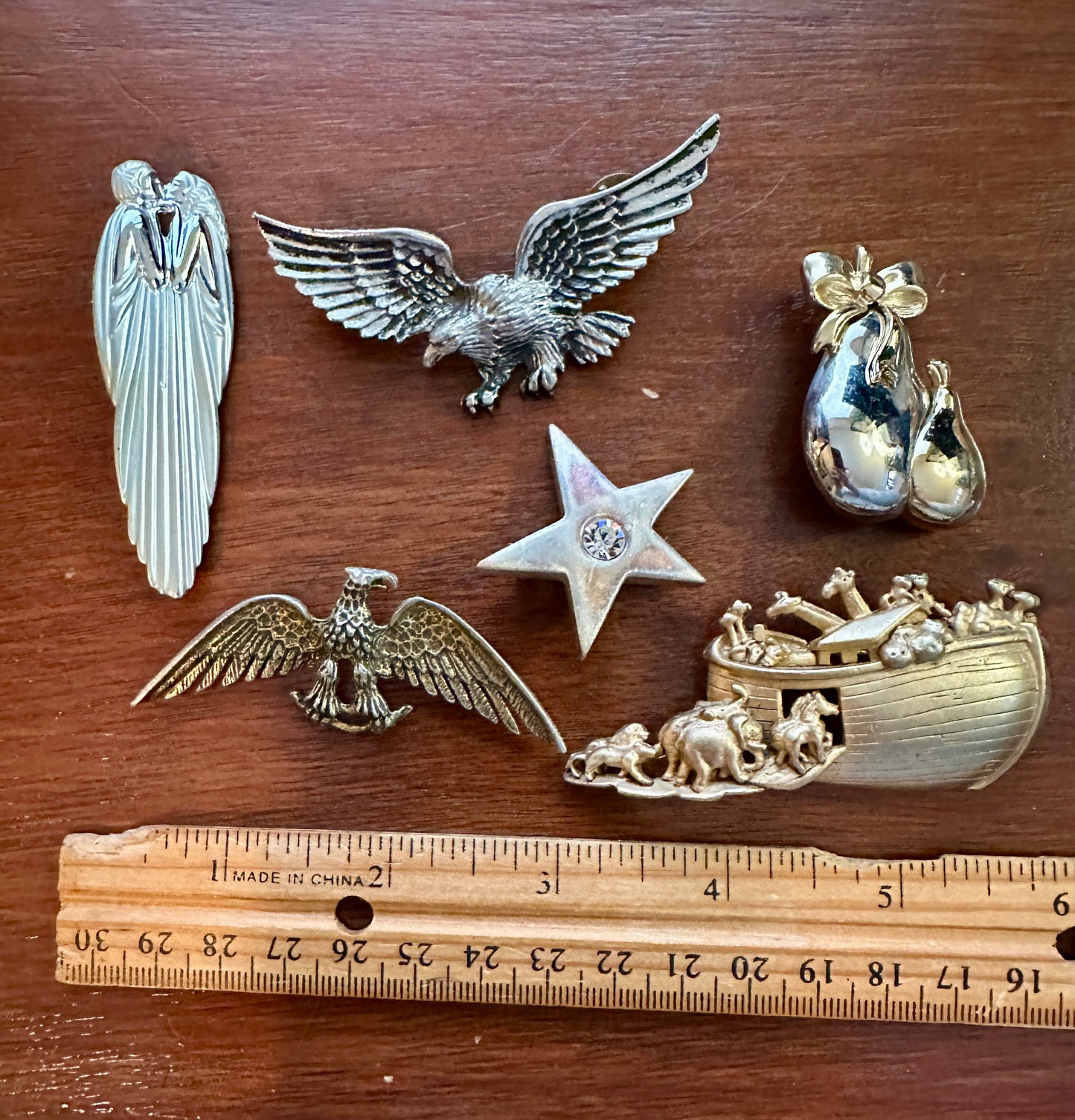 Vintage Designer Signed Brooch Pin Lot Noahs Ark Star Lovers Eagle Brooches Pins