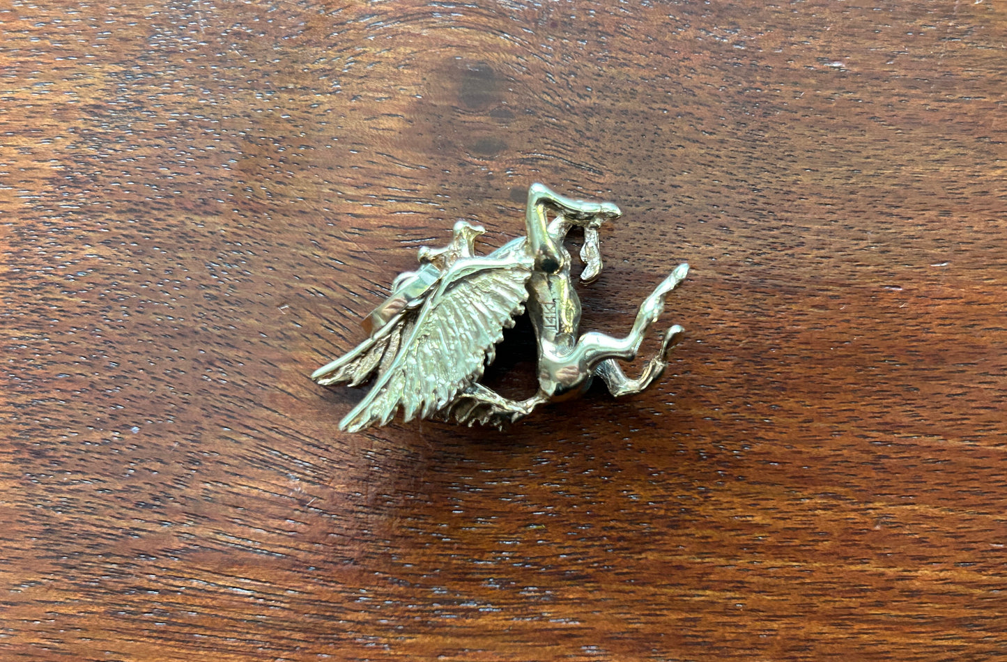 14k Yellow Gold HEAVY Pegasus Winged Horse Pendant