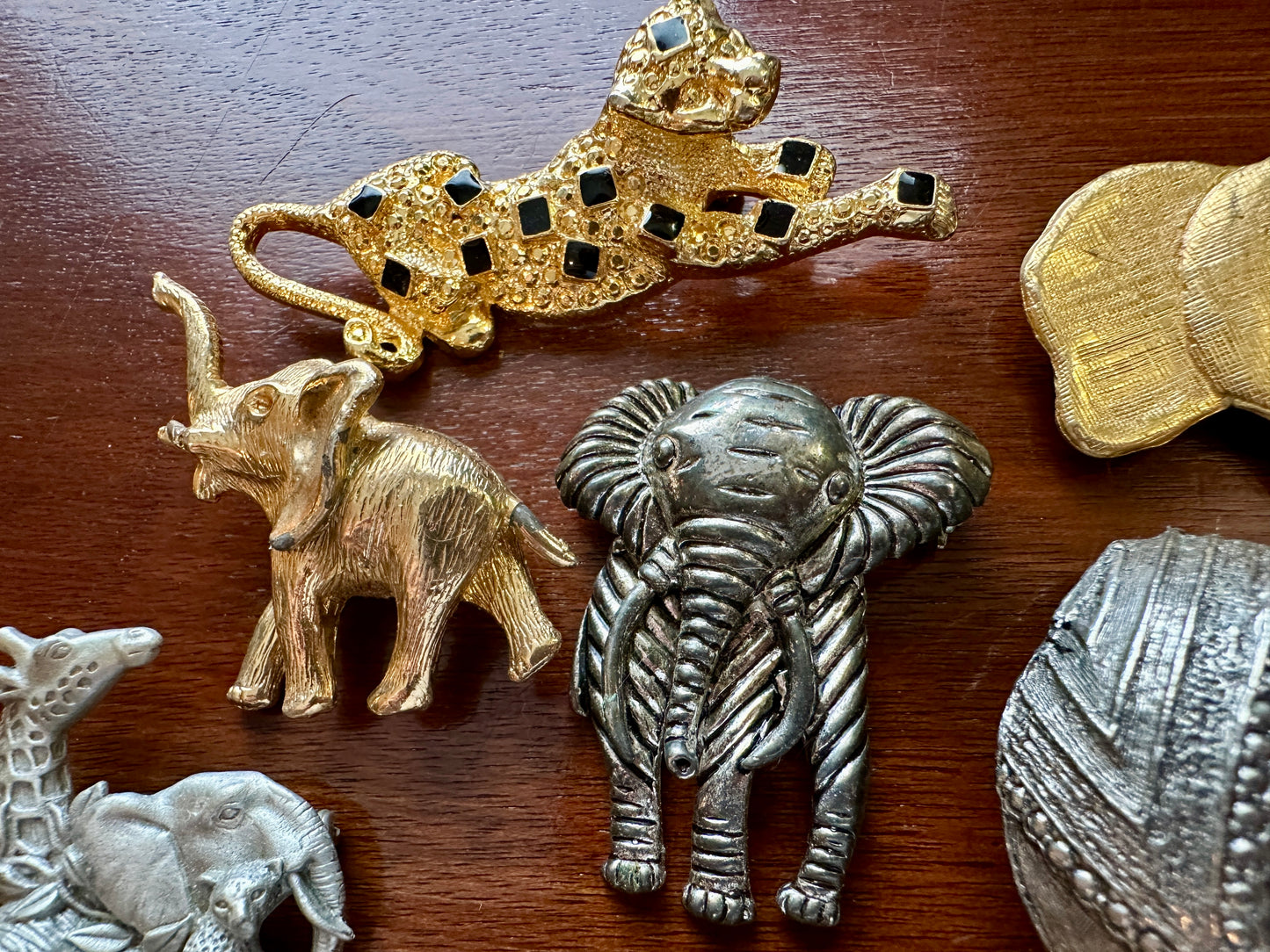 Vintage to Now Safari Jungle Theme Animal Brooch Pin Lot Elephant Some Signed