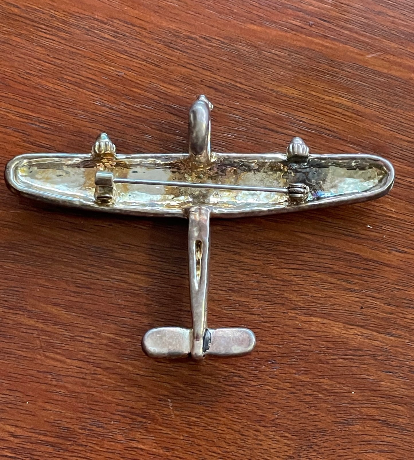 Vintage Silver-plate Large Airplane Jet Boeing Brooch Pin