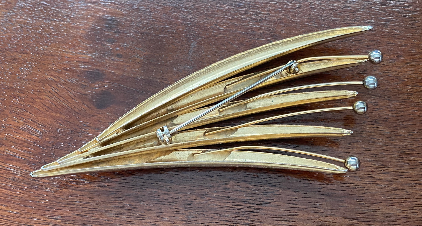 Vintage Large Gold Silver Tone Brooch Pin