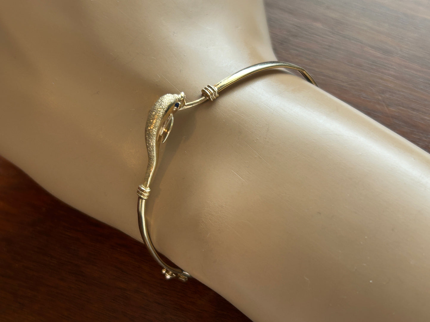 10k Yellow Gold Koi Fish Bangle Bracelet