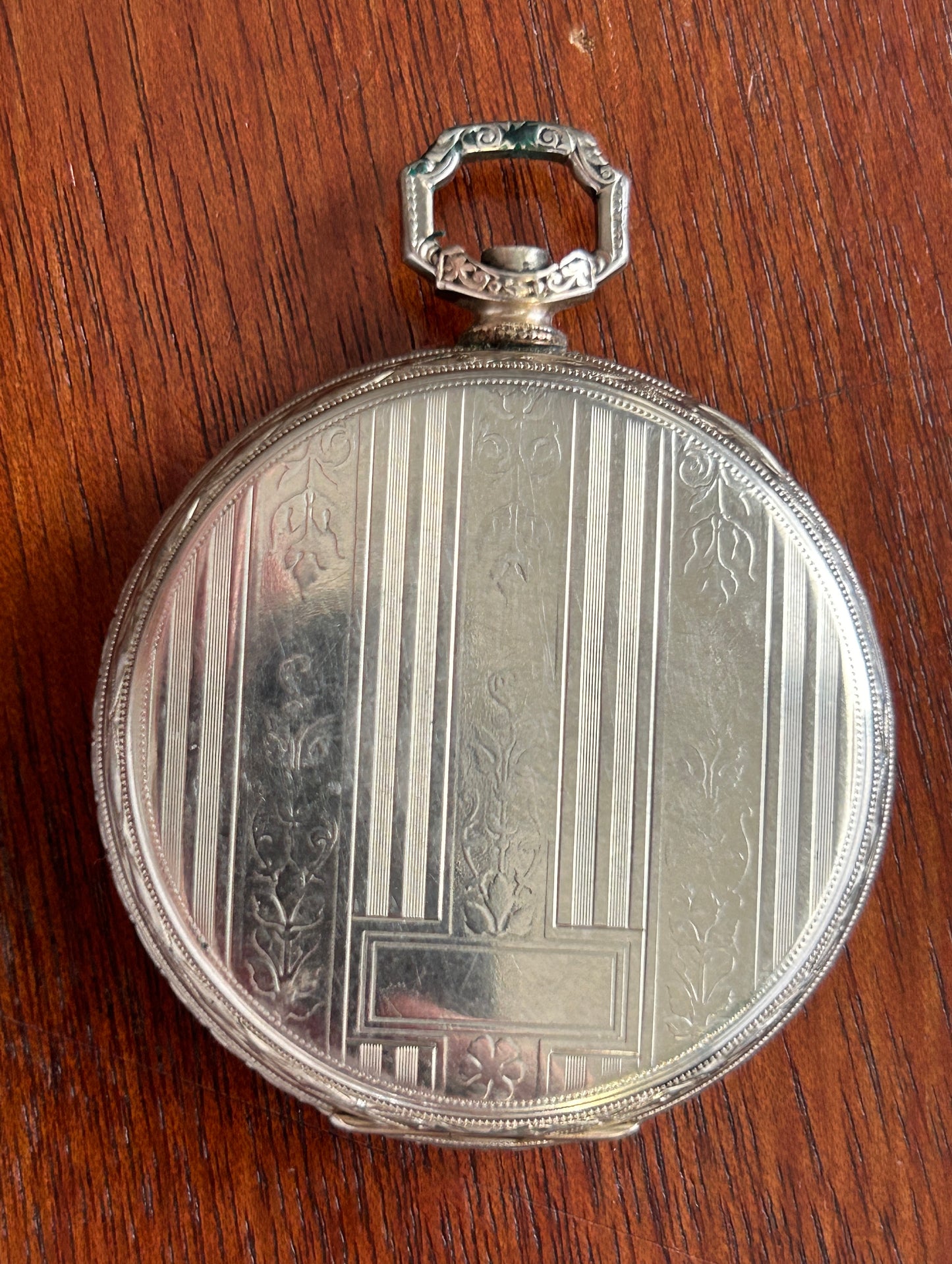 14k White Gold Filled Elgin Pocket Watch Damaged