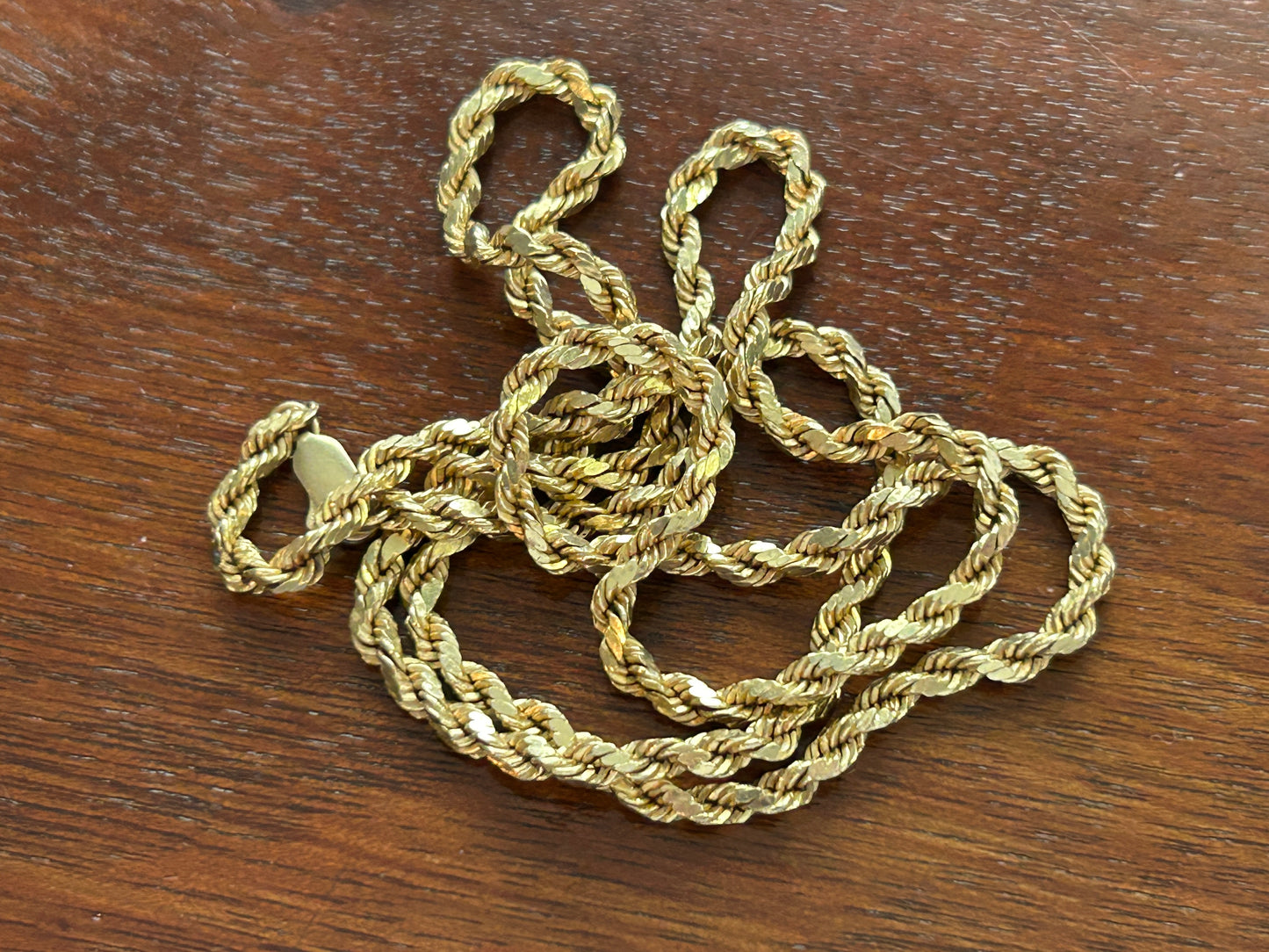 14k Yellow Gold Twist Rope Chain Necklace 20" Long x 3mm 5g