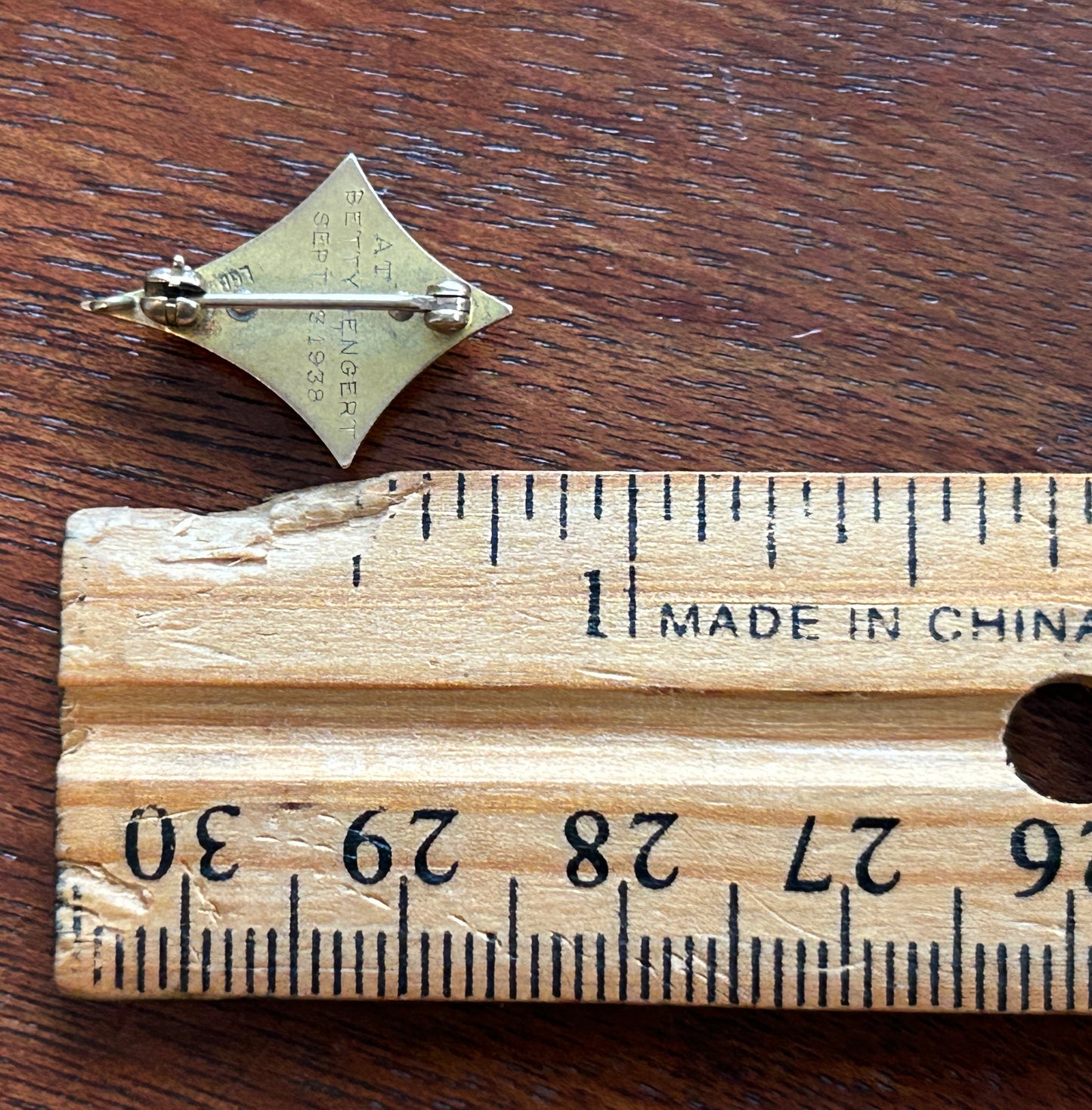 Vintage 1938 10k Yellow Gold Diamond Kappa Alpha Theta Brooch Pin