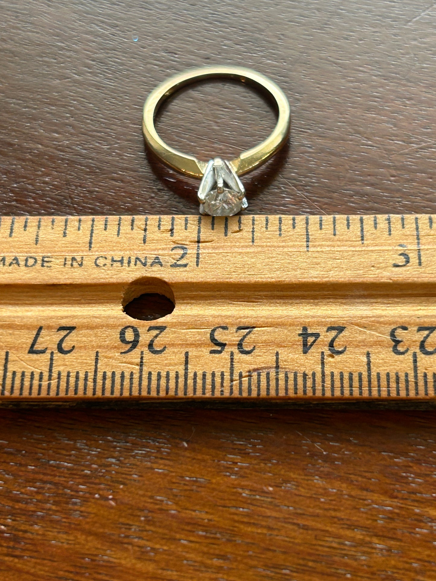 Vintage 14k Yellow Gold .46ct Round Diamond Solitaire Engagement Ring Sz 5.25