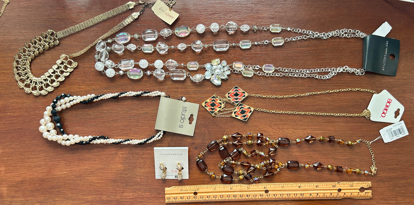 New with Tag Jewelry Lot Faux Pearl Rhinestoners AB Beaded Necklace Macy's