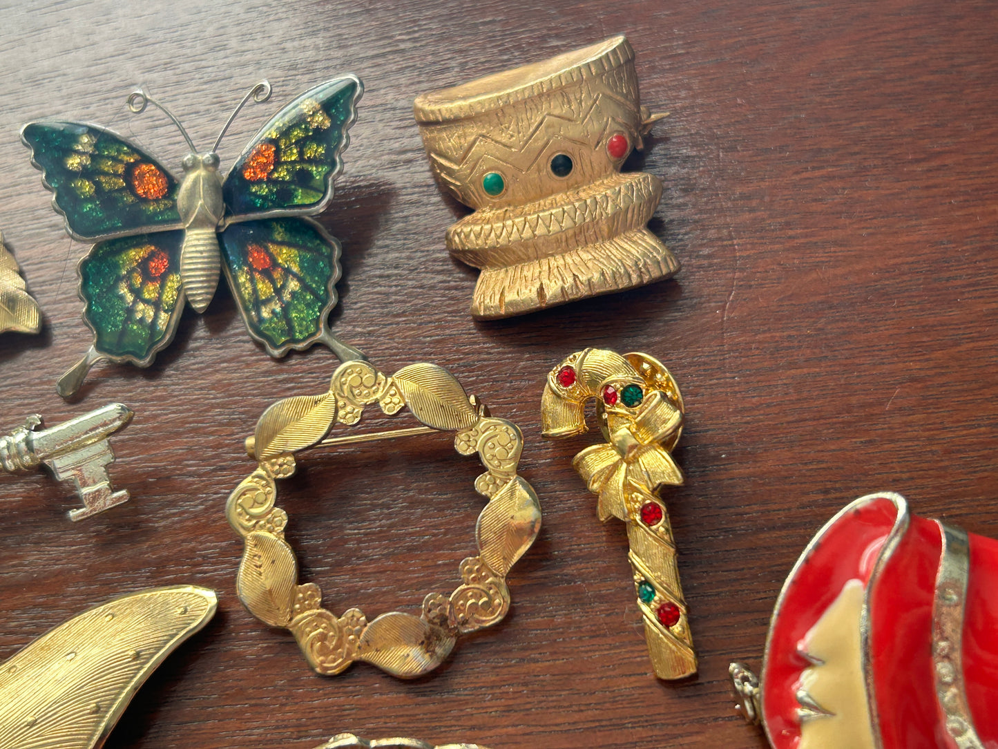 Vintage to Now Brooch Pin Lot Brooches Butterfly Enamel Gold Silver Tone & More