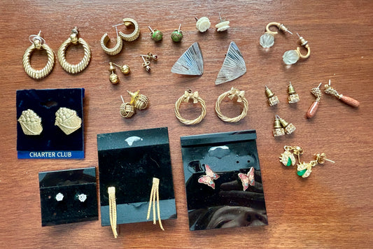 Lot of Vintage to Now Gold Silver Tone Pierced Earrings Napier Avon Knots Hoops