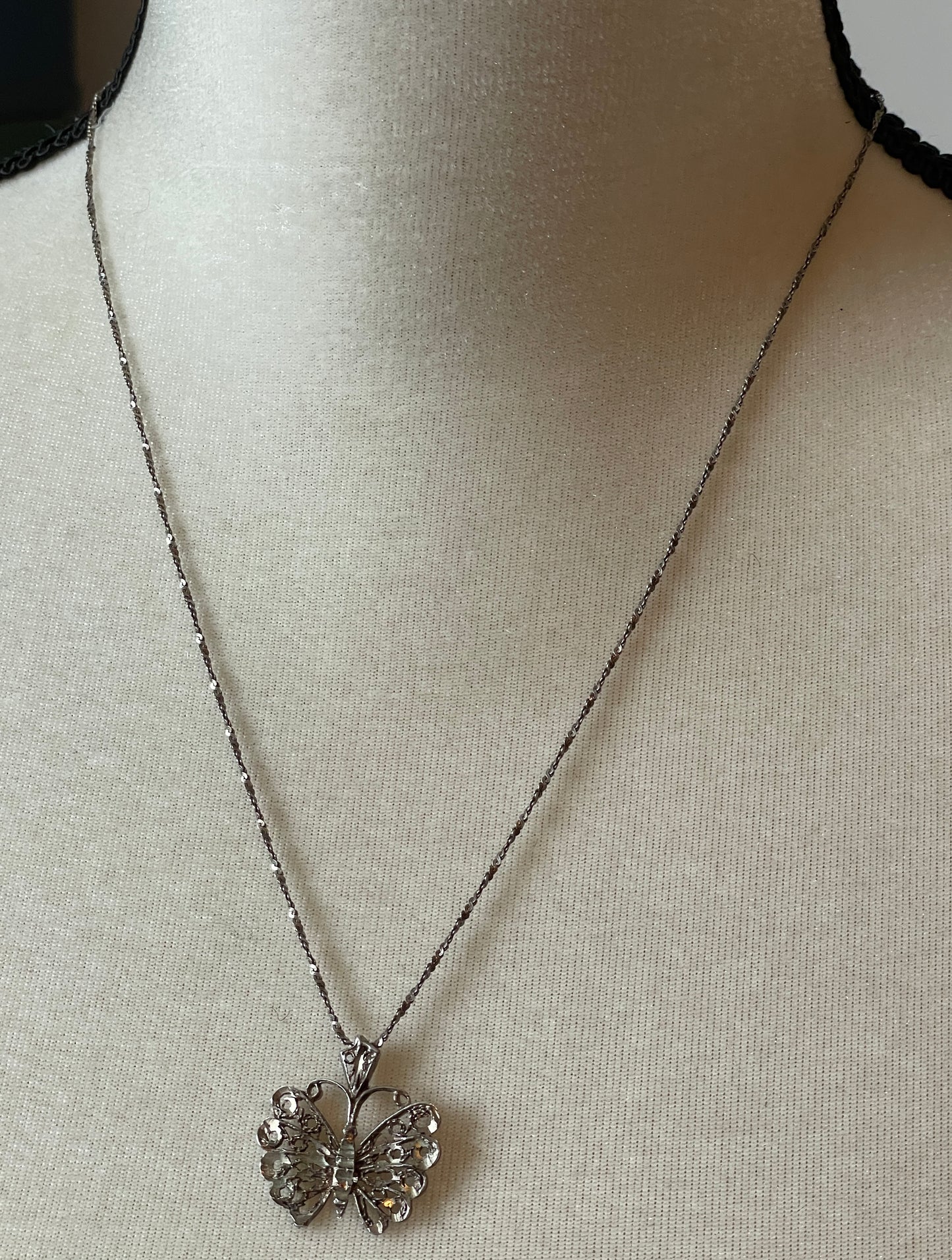 Vintage Sterling Silver 925 Chain With Butterfly Pendant