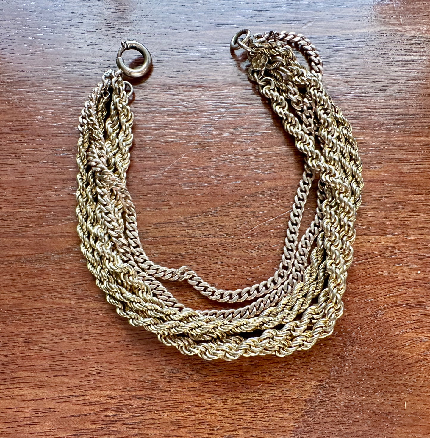 Vintage Antique Gold Tone Multistrand Chain Link Bracelet