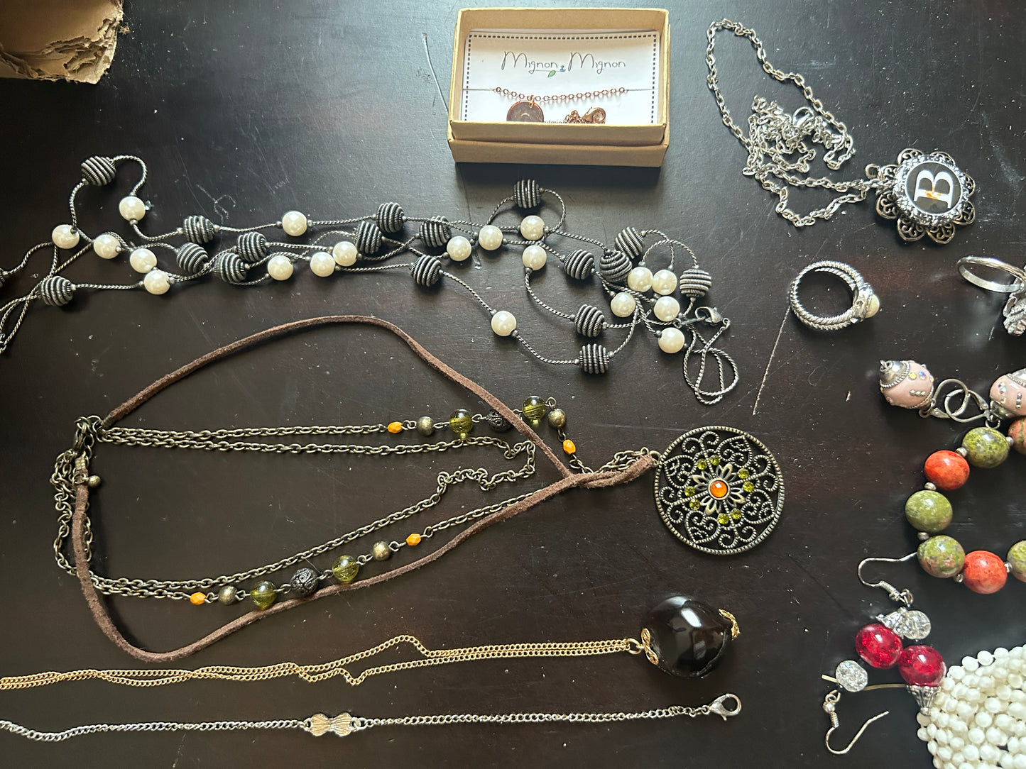 Vintage to Now Earthy Bead Jewelry Lot Necklaces Earrings Rings Braacelets 1.5lb