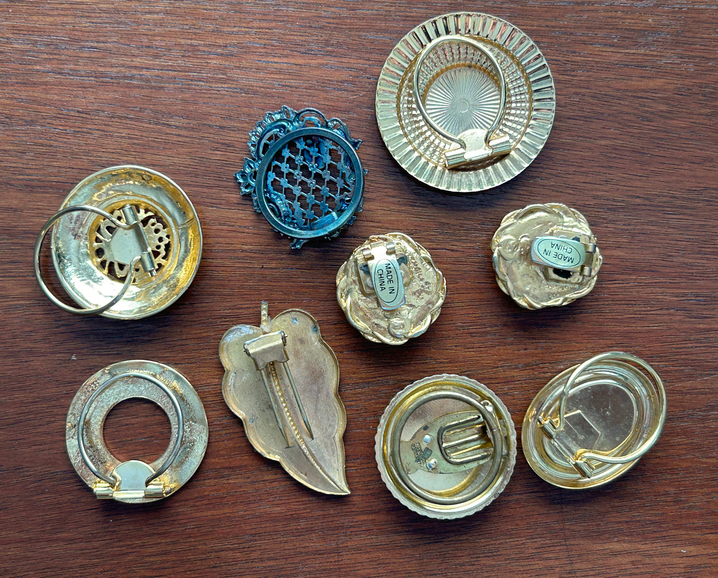 Vintage Scarf Shoe Clip Lot Gold Tone Pearl Cabochon Gunmetal