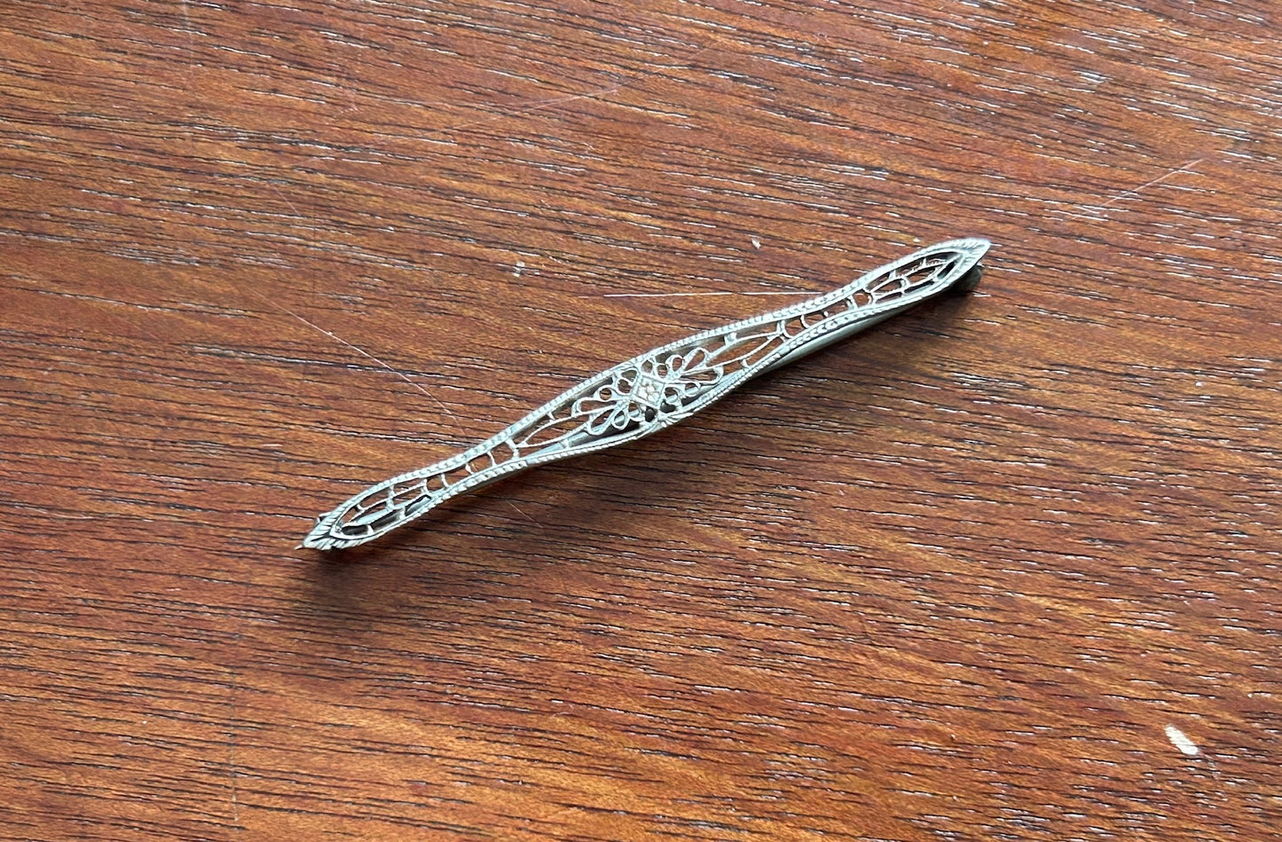 Vintage Antique Sterling Silver 925 Filigree Bar Brooch Pin
