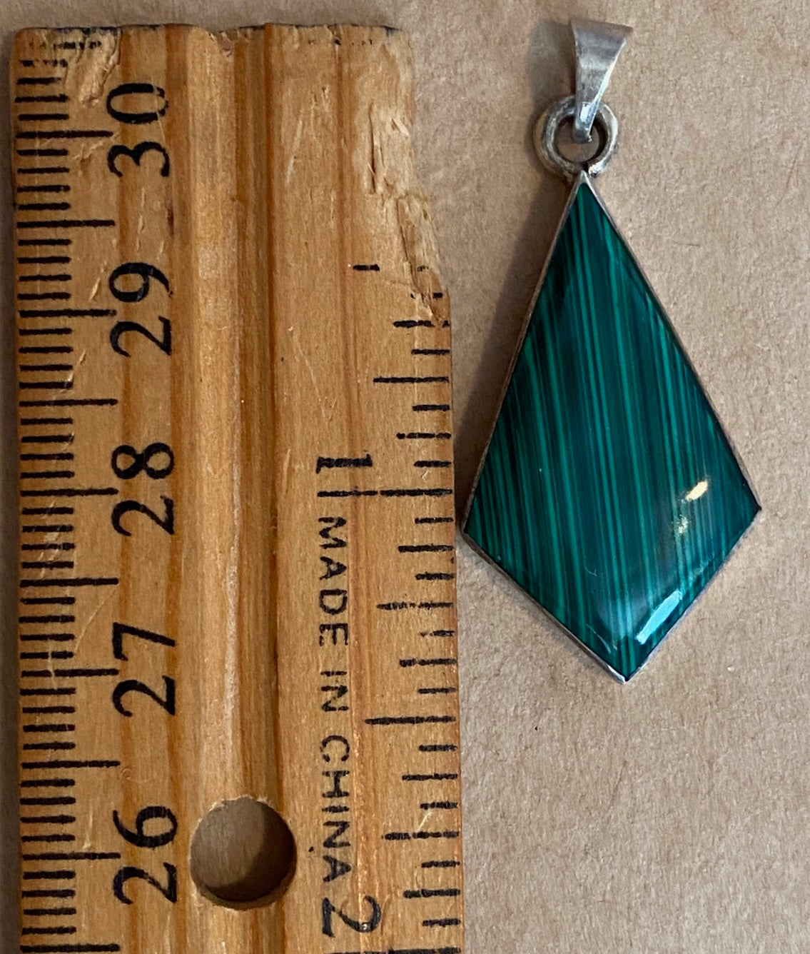 Vintage Sterling Silver 925 Malachite Signed Taxco Necklace Pendant