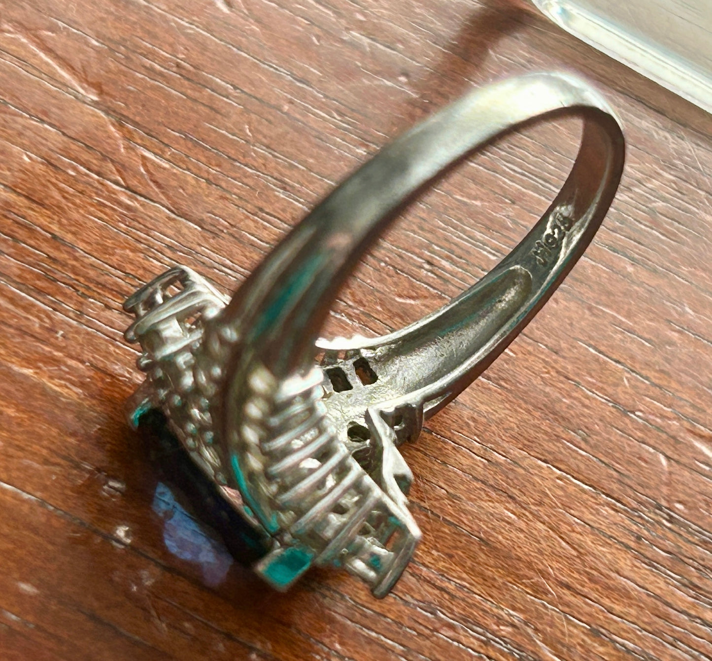 Sterling Silver 925 Blue Marquise Cubic Zirconia Cocktail Ring Sz 7