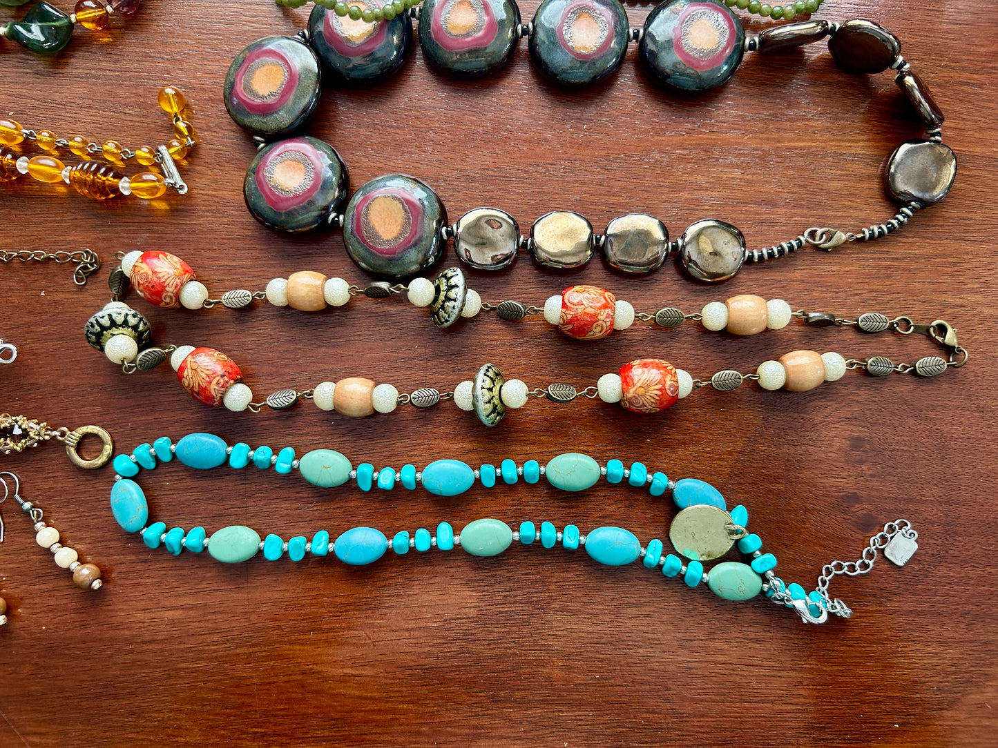 Vintage to Now Southwest Boho Jewelry Lot Faux Turquoise Pearl Beads Shell More