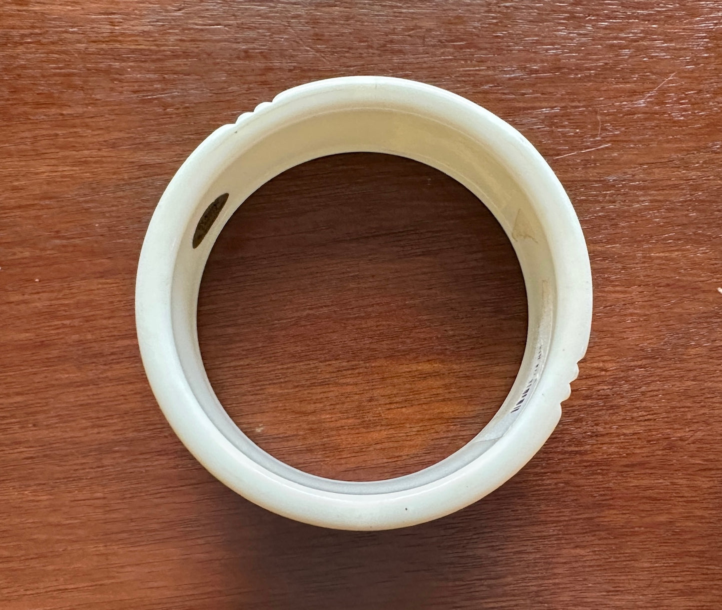 Vintage Hong Kong Genuine Lucite Off White Wide Geometric Bangle Bracelet