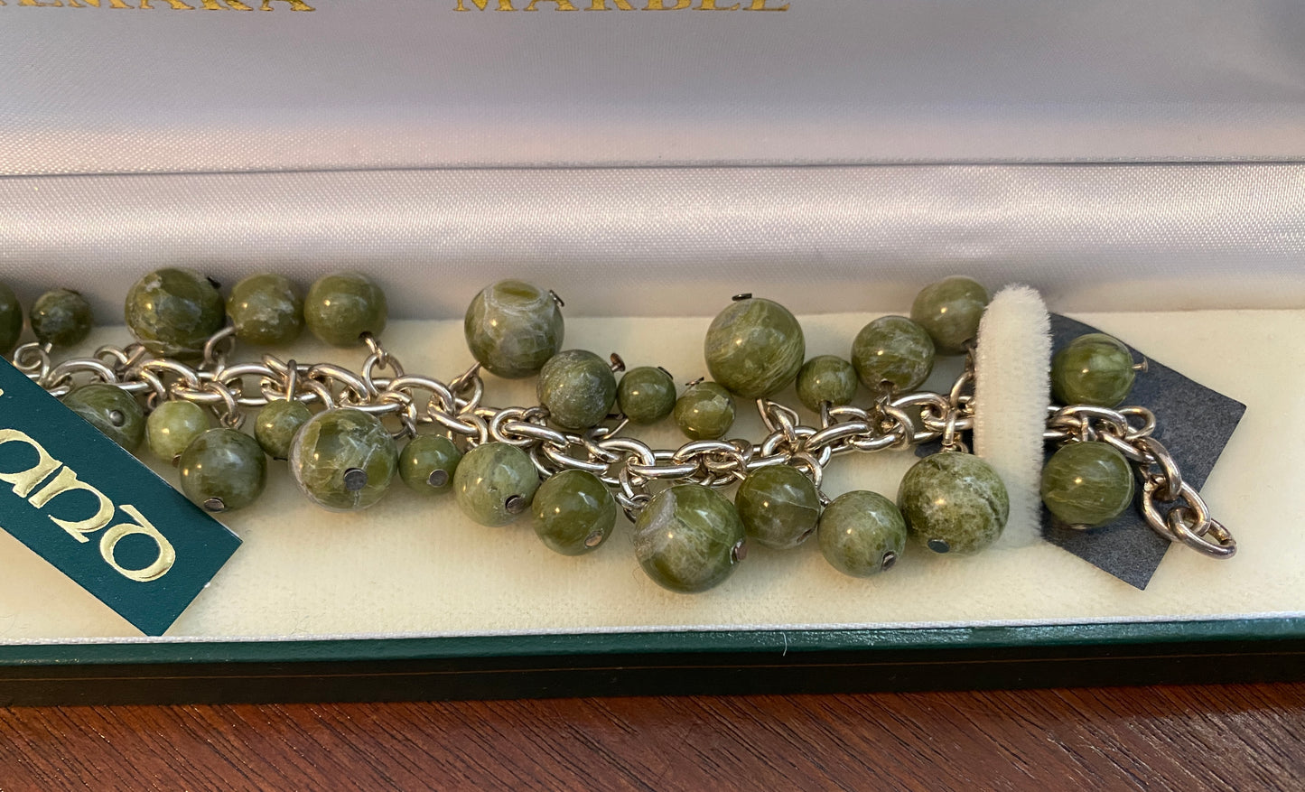 Silver Tone Connemara Marble Bead Ireland Bracelet