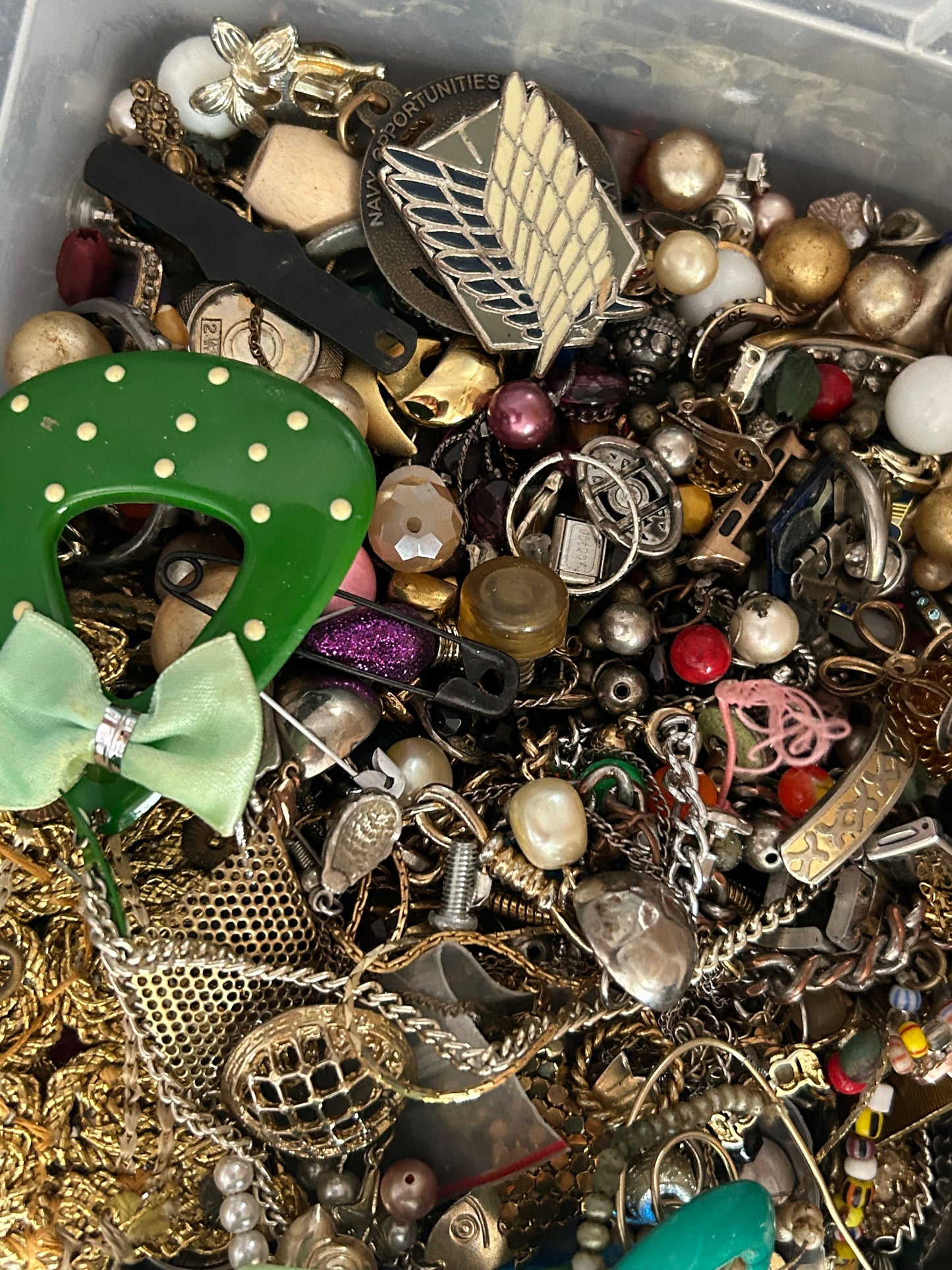 Jewelry Lot over 5lbs Vintage to Now Broken Crafts AS IS Rhinestones Cabochon